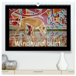 Windhund bunt (hochwertiger Premium Wandkalender 2026 DIN A2 quer), Kunstdruck in Hochglanz