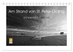 Am Strand von St. Peter-Ording SCHWARZ-WEISS (Tischkalender 2026 DIN A5 quer), CALVENDO Monatskalender