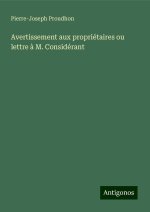 Avertissement aux propriétaires ou lettre ? M. Considérant