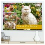 Selkirk Rex Katzen. Lockenzauber im Blumengarten (hochwertiger Premium Wandkalender 2026 DIN A2 quer), Kunstdruck in Hochglanz