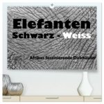 Elefanten Schwarz - Weiss (hochwertiger Premium Wandkalender 2026 DIN A2 quer), Kunstdruck in Hochglanz