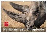 Nashörner und Flusspferde (Wandkalender 2026 DIN A2 quer), CALVENDO Monatskalender