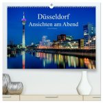 Düsseldorf - Ansichten am Abend (hochwertiger Premium Wandkalender 2026 DIN A2 quer), Kunstdruck in Hochglanz