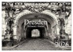 Dresden Schwarz Weiss 2026 (Tischkalender 2026 DIN A5 quer), CALVENDO Monatskalender