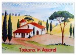 Toskana in Aquarell (Tischkalender 2026 DIN A5 quer), CALVENDO Monatskalender
