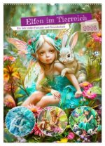 Elfen im Tierreich - Ein Jahr voller Fantasie und Freundschaft (Wandkalender 2026 DIN A2 hoch), CALVENDO Monatskalender
