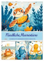 Niedliche Meerestiere - Zauberhafte Meeresbewohner im Boho-Stil (Wandkalender 2026 DIN A3 hoch), CALVENDO Monatskalender