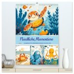 Niedliche Meerestiere - Zauberhafte Meeresbewohner im Boho-Stil (hochwertiger Premium Wandkalender 2026 DIN A2 hoch), Kunstdruck in Hochglanz