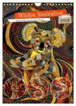 Wildes Australien - Tiere im Stile der Aborigine-Kunst (Wandkalender 2026 DIN A4 hoch), CALVENDO Monatskalender