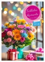 Festliche Momente - Ein Jahr mit KI Geburtstagen (Wandkalender 2026 DIN A2 hoch), CALVENDO Monatskalender