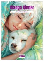 Manga Kinder - Unerschütterliche Tierliebe (Wandkalender 2026 DIN A2 hoch), CALVENDO Monatskalender