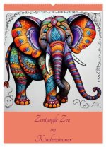 Zentangle Zoo im Kinderzimmer (Wandkalender 2026 DIN A2 hoch), CALVENDO Monatskalender