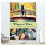 Katzen und Kunst - Samtige Herrscher der impressionistischen Gärten (hochwertiger Premium Wandkalender 2026 DIN A2 hoch), Kunstdruck in Hochglanz