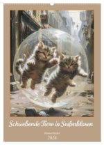 Schwebende Tiere in Seifenblasen - Humorbilder (Wandkalender 2026 DIN A2 hoch), CALVENDO Monatskalender