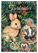 Tierkinder - Niedliche illustrierte Wildtiere in Wald und Flur (Tischkalender 2026 DIN A5 hoch), CALVENDO Monatskalender