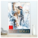 Vögel - gefiederte Freunde in Wald und Feld (hochwertiger Premium Wandkalender 2026 DIN A2 hoch), Kunstdruck in Hochglanz