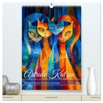 Astrale Katzen - Abstrakte Kunst für Katzenliebhaber (hochwertiger Premium Wandkalender 2026 DIN A2 hoch), Kunstdruck in Hochglanz