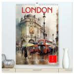 London - ein Regentag (hochwertiger Premium Wandkalender 2026 DIN A2 hoch), Kunstdruck in Hochglanz