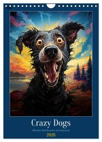 Crazy Dogs Bekannte Hunderassen im Comicstyle (Wandkalender 2026 DIN A4 hoch), CALVENDO Monatskalender