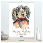 Hunde Porträts in Aquarell (hochwertiger Premium Wandkalender 2026 DIN A2 hoch), Kunstdruck in Hochglanz