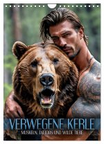 Verwegene Kerle - Muskeln, Tattoos und wilde Tiere (Wandkalender 2026 DIN A4 hoch), CALVENDO Monatskalender