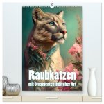 Raubkatzen mit Ornamenten indischer Art (hochwertiger Premium Wandkalender 2026 DIN A2 hoch), Kunstdruck in Hochglanz