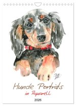 Hunde Porträts in Aquarell (Wandkalender 2026 DIN A4 hoch), CALVENDO Monatskalender