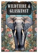 Wildtiere und Glaskunst im Tiffany Stil (Wandkalender 2026 DIN A3 hoch), CALVENDO Monatskalender