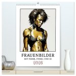 Frauenbilder mit Feder, Pinsel und KI (hochwertiger Premium Wandkalender 2026 DIN A2 hoch), Kunstdruck in Hochglanz