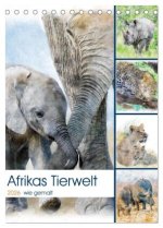 Afrikas Tierwelt - wie gemalt (Tischkalender 2026 DIN A5 hoch), CALVENDO Monatskalender