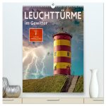 Leuchttürme im Gewitter (hochwertiger Premium Wandkalender 2026 DIN A2 hoch), Kunstdruck in Hochglanz
