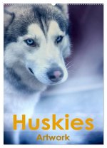 Huskies - Artwork (Wandkalender 2026 DIN A2 hoch), CALVENDO Monatskalender