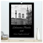 Liebenswertes München 2026 - Stilisierte Fotografien in schwarzweiß (hochwertiger Premium Wandkalender 2026 DIN A2 hoch), Kunstdruck in Hochglanz
