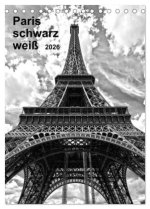 Paris schwarz weiß 2026 (Tischkalender 2026 DIN A5 hoch), CALVENDO Monatskalender