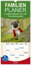 Familienplaner 2026 - Lustige Möpse aus der Hundeknipserei mit 5 Spalten (Wandkalender, 21 x 45 cm) CALVENDO