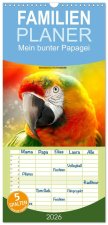 Familienplaner 2026 - Mein bunter Papagei mit 5 Spalten (Wandkalender, 21 x 45 cm) CALVENDO
