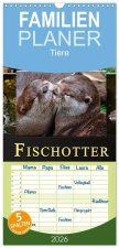 Familienplaner 2026 - Fischotter - putzige Kerlchen und elegante Schwimmer mit 5 Spalten (Wandkalender, 21 x 45 cm) CALVENDO