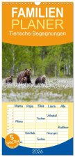 Familienplaner 2026 - Tierische Begegnungen mit 5 Spalten (Wandkalender, 21 x 45 cm) CALVENDO