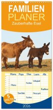 Familienplaner 2026 - Zauberhafte Esel mit 5 Spalten (Wandkalender, 21 x 45 cm) CALVENDO