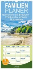 Familienplaner 2026 - Normandie und Bretagne - Frankreichs schöner Nordwesten mit 5 Spalten (Wandkalender, 21 x 45 cm) CALVENDO