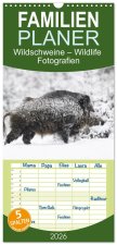 Familienplaner 2026 - Wildschweine - Wildlife Fotografien mit 5 Spalten (Wandkalender, 21 x 45 cm) CALVENDO