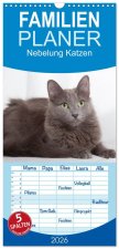 Familienplaner 2026 - Nebelung Katzen mit 5 Spalten (Wandkalender, 21 x 45 cm) CALVENDO