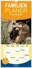 Familienplaner 2026 - Waschbären mit 5 Spalten (Wandkalender, 21 x 45 cm) CALVENDO