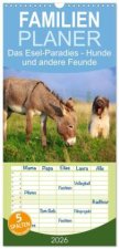 Familienplaner 2026 - Das Esel-Paradies - Hunde und andere Feunde mit 5 Spalten (Wandkalender, 21 x 45 cm) CALVENDO