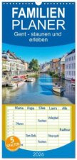 Familienplaner 2026 - Gent - staunen und erleben mit 5 Spalten (Wandkalender, 21 x 45 cm) CALVENDO