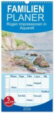 Familienplaner 2026 - Rügen Impressionen in Aquarell mit 5 Spalten (Wandkalender, 21 x 45 cm) CALVENDO