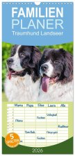 Familienplaner 2026 - Traumhund Landseer mit 5 Spalten (Wandkalender, 21 x 45 cm) CALVENDO