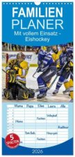 Familienplaner 2026 - Mit vollem Einsatz - Eishockey mit 5 Spalten (Wandkalender, 21 x 45 cm) CALVENDO