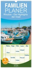 Familienplaner 2026 - Rhodos - Die Highlights der Insel mit 5 Spalten (Wandkalender, 21 x 45 cm) CALVENDO