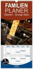 Familienplaner 2026 - Gitarren - Grunge Style mit 5 Spalten (Wandkalender, 21 x 45 cm) CALVENDO